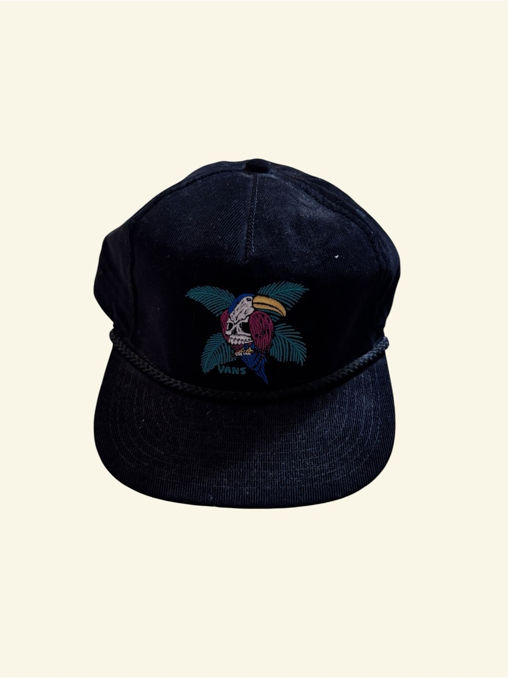Vans Black Cap with Colorful Parrot Embroidery
